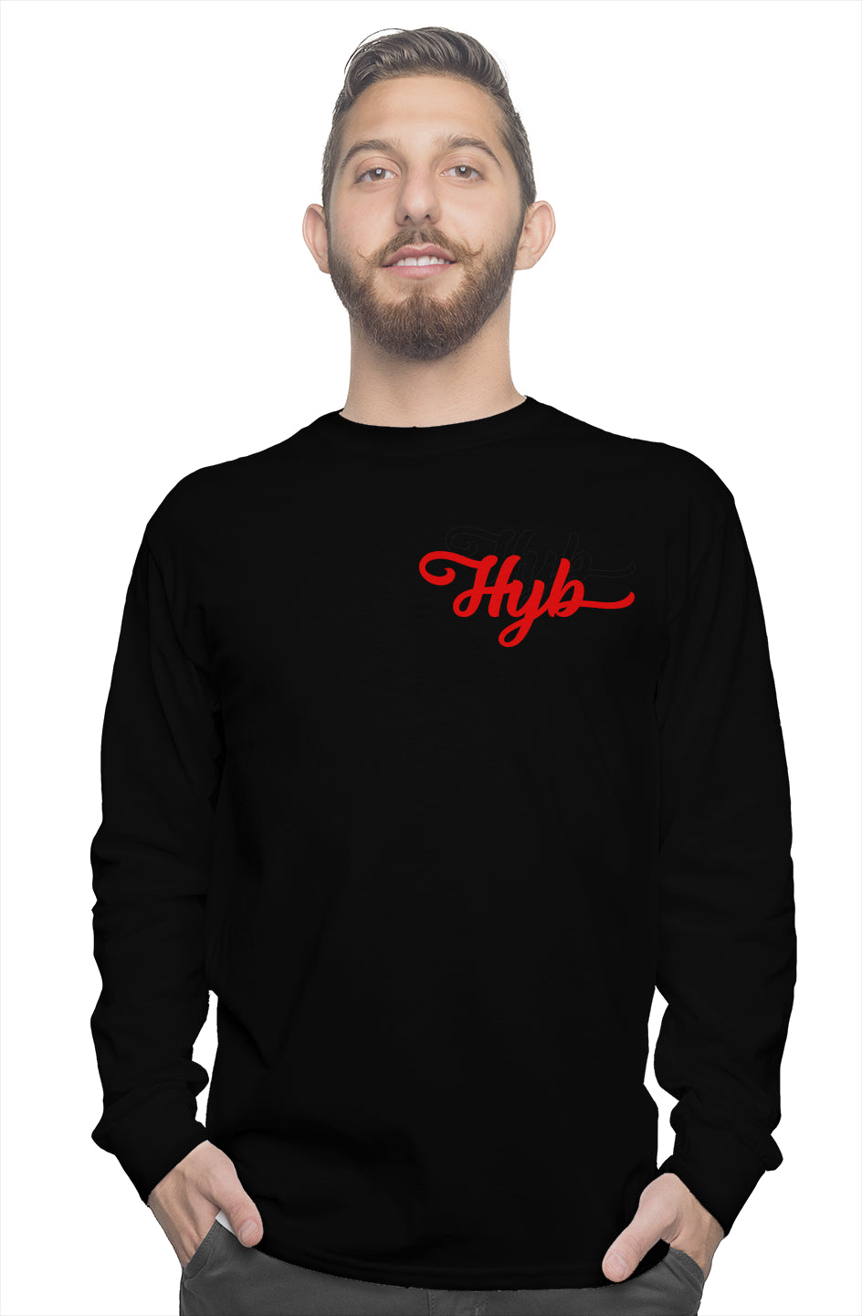 black and red Men long sleeve tee