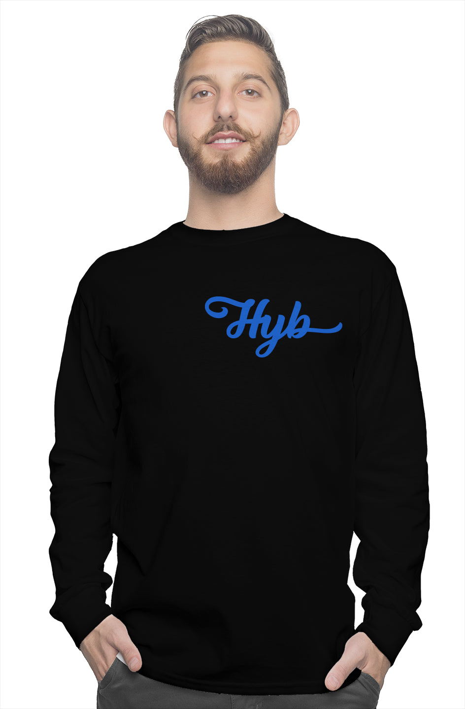 black and blue men long sleeve tee