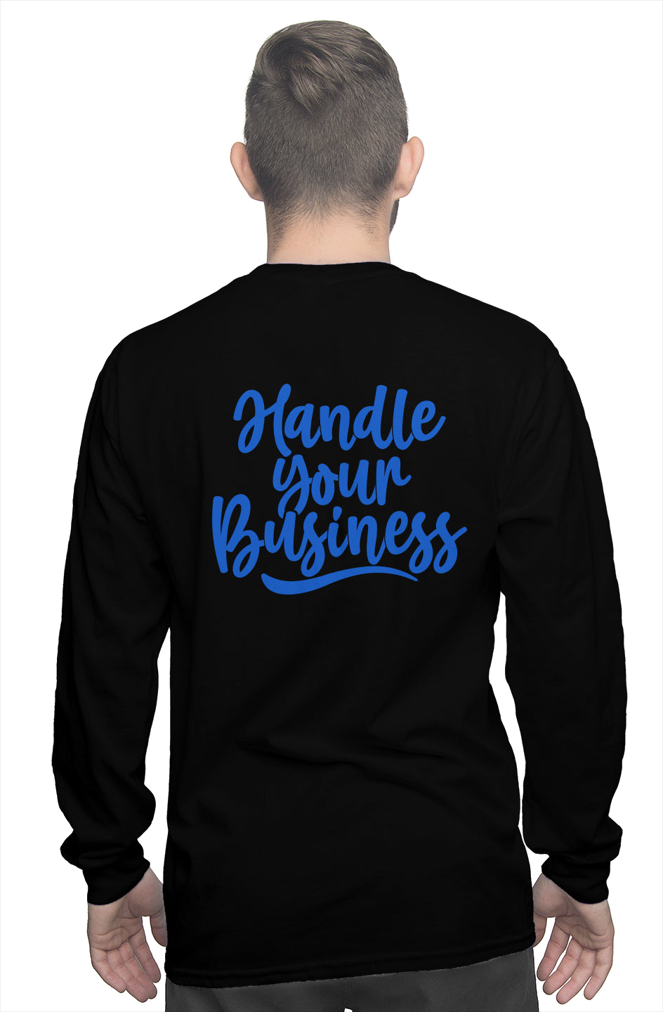 black and blue men long sleeve tee