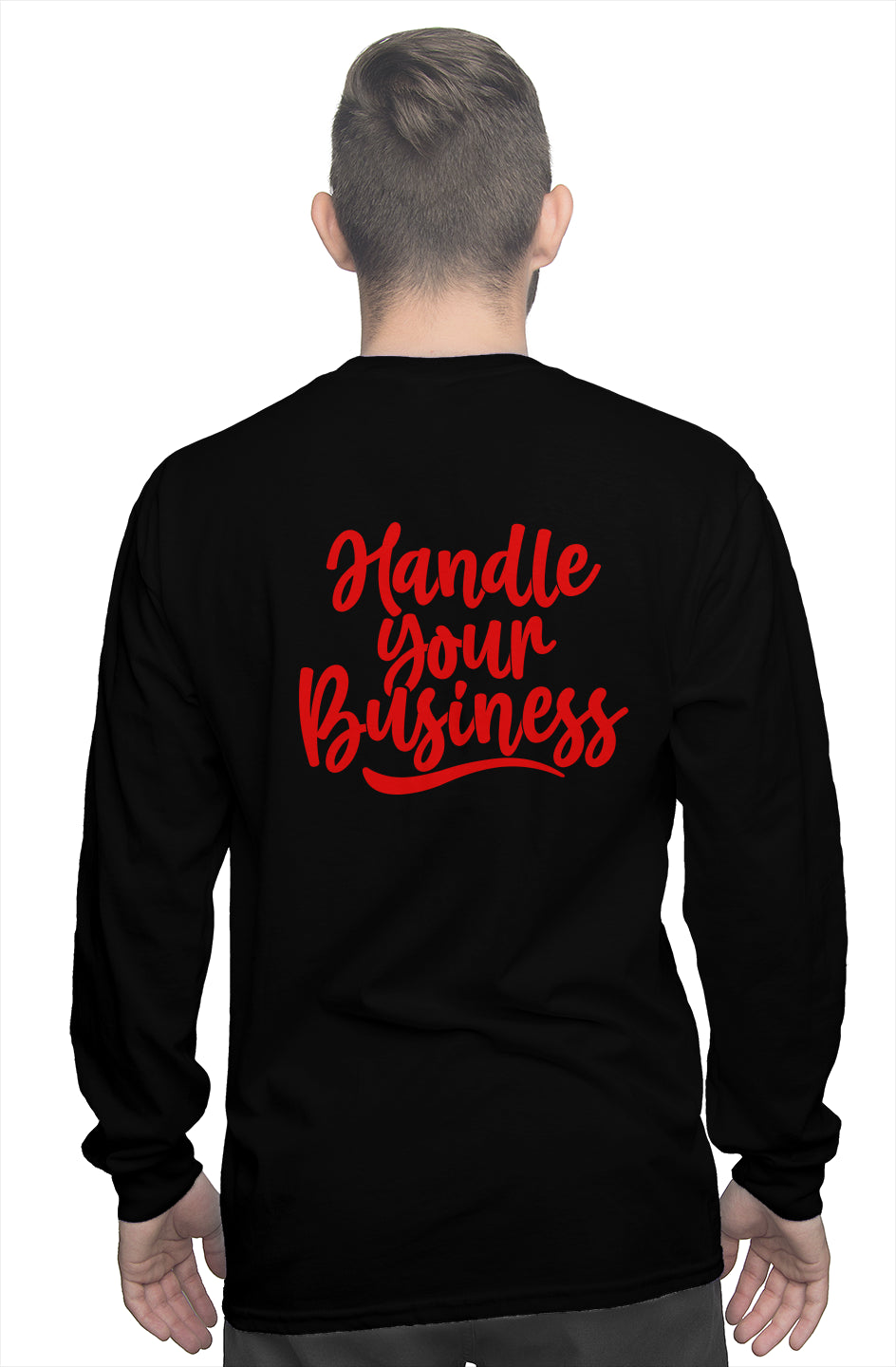 black and red Men long sleeve tee
